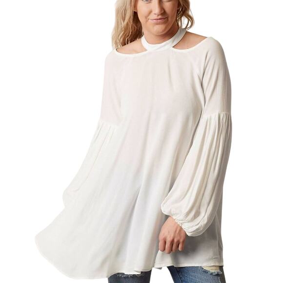 Free People Rayon Drift Away Blouse / Dress in Ivory Size Small - Picture 1 of 11